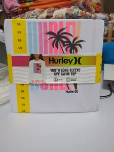 NWT Hurley Long Sleeve Dri-Fit UPF 50+ Shirt White Girls Size 5/6 Swim Top  - Picture 1 of 5