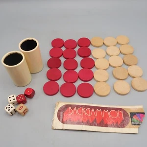 VTG Backgammon Game Replacement Wood Pieces Dice Cups Selchow & Righter 1975 - Picture 1 of 5