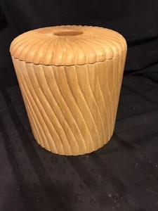 MCM RARE Vintage GEORGES BRIARD Carved WOOD Ice Bucket W/Original Plastic Insert - Bild 1 von 11