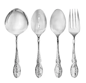 Pioneer Woman Mazie Servizio Utensili Set 4 Pezzi Acciaio Inox Argento Nuovo con scatola - Foto 1 di 6