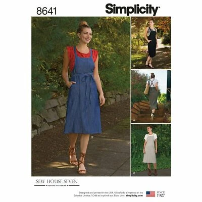 Simplicity Pattern 8641 Misses Pinafore Apron Dress 6-14 & 16-24 Sew House Seven - Image 1 of 4