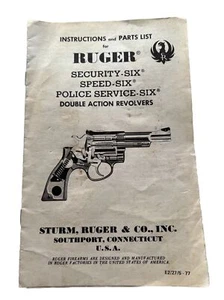 1977 RUGER Stainless Security Six Speed Six Police Service Instruction Manual - Picture 1 of 2