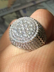 Men's 14K WHITE GOLD PLATED 2.50CT LAB CREATED Wedding DIAMOND PINKY BAND RING - Picture 1 of 6