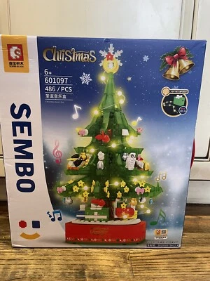 Christmas Kids Toys DIY Tree Bricks Building Music LED Blocks Rotating SEMBO - Image 1 of 2