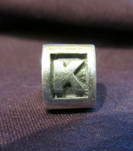 Pandora Ale Sterling Silver 924 Barrel Charm Alphabet Retired Initial "K" NWOT - Picture 1 of 3