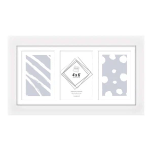 3 Photos Apperture 4" x 6" White Multi-Frame Collage Glass Photo Picture Frame - Picture 1 of 18