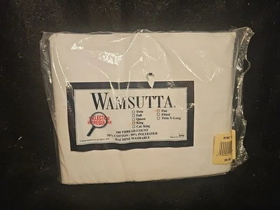 Wamsutta King Flat Sheet White 180 Thread Count Cotton Irregular NOS Unopened  - Image 1 of 4