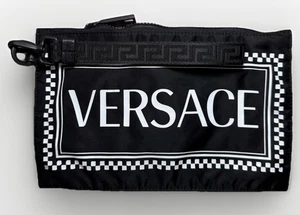 Versace Black Nylon Zip Pouch With Logo - Picture 1 of 3