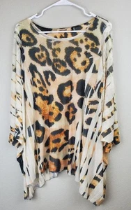 Camiseta sin mangas Origami para mujer mediana brillante con estampado de animales boho con capa adjunta poncho - Imagen 1 de 11