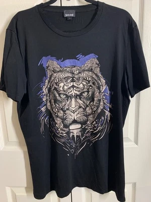 JUST CAVALLI LION Big Logo Print t shirt Black L size  - Image 1 of 2