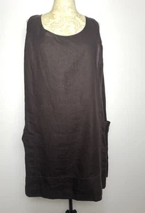Eileen Fisher Kleid 3X Irish Linen Braun Kurz Etuikleid Sommer Resort Relaxed Neu ohne Etikett - Bild 1 von 9