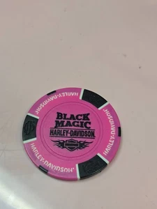 BLACK MAGIC 🟧 Harley Davidson WILLISTON, ND Poker Chip  Pink - Picture 1 of 2