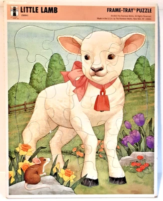 Rompecabezas Little Lamb 1993 vintage 14,5 x 11,5" Rainbow Works marco bandeja 75919-1 EE. UU. Foto 1 de 4