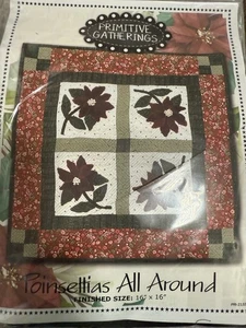 primitive gatherings poinsettia wool kit new - Picture 1 of 4
