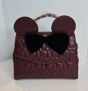 Loungefly Hard Tag Minnie Mouse Quilted Bow Crossbody Satchel Handtasche - Bild 1 von 11