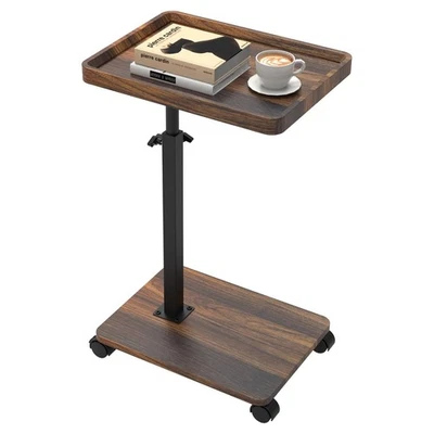 C Shaped End Table Adjustable Height, Couch Tables That Slide Under with Whee... - Image 1 of 4