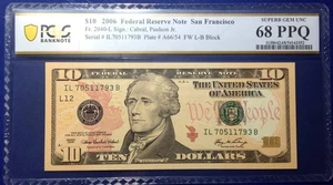 2006 $10 Federal Reserve Note Fr-2040-L San Francisco PCGS68PPQ Superb Gem - Picture 1 of 2