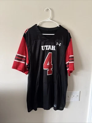 MEN’S UNDER ARMOUR UNIVERSITY OF UTAH #4 BLACK FOOTBALL JERSEY SIZE XL - Image 1 of 4