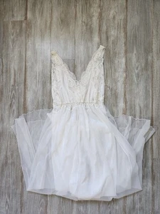 VTG Intime of California Ivory Sheer Nightgown Lined Elegant Slip Dress Sz S - Picture 1 of 10