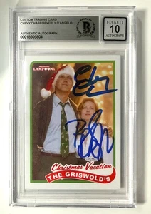 Chevy Chase & Beverly D' Angelo Autographed Christmas Set Card BECKETT 10 AUTO - Picture 1 of 2