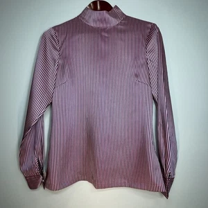 TED BAKER Women's Pink Navy Blue Striped Blouse Top London Drenda Size 1 (US 4) - Picture 1 of 10