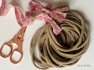 100 Pieces Thin Nylon Elastic Headbands Nude | 5-6 mm | 26cm | - Bild 1 von 5