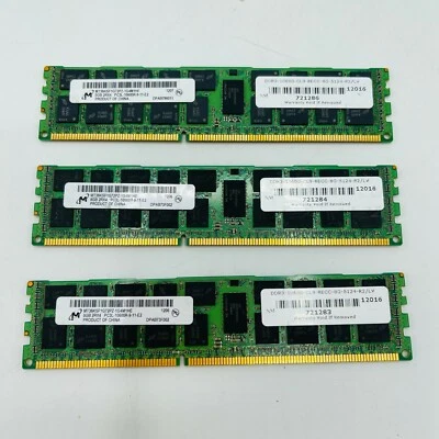3 Micron 8GB 2RX4 PC3L-10600R-9-11-E2 MT36KSF1G72PZ-1G4M1HE SERVER RAM Used - Image 1 of 4