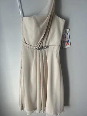 VESTIDO ALVINA VALENTA MUJER BISQUE CHAMPÁN GASA REGRESO A CASA SIRVIENTAS TALLA 4 Foto 1 de 4