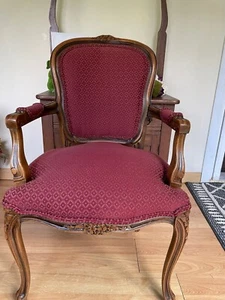 Chateau D'AX Spa Louis XV Arm Chairs Vintage Chair, Red, Excellent Condition, - Picture 1 of 7