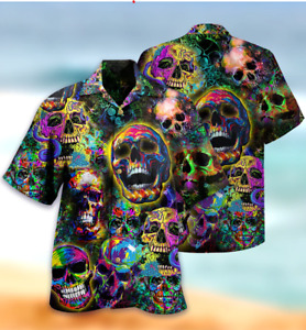 Skull Smiley 3D HAWAII SHIRT US SIZE ALL OVER PRINT FATHER DAY GIFT BEST PRICE