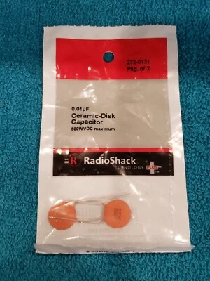 RadioShack 272-0131 0.01uF Condensador de Disco Cerámico 500W VDC Máximo, Paquete de 2 Foto 1 de 2