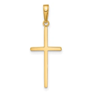 10K Yellow Gold Polished Cross Pendant L-1.19 Inch,W-0.48 Inch, 0.85 gram - Picture 1 of 4