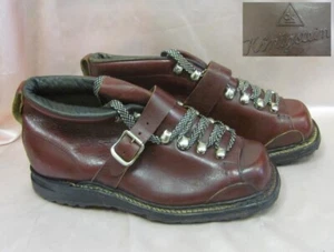 1940s ANTIQUE GERMAN LEATHER SKI BOOTS KOENIGSTEIN NEVER USED RARE - Picture 1 of 11