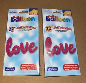 Día de San Valentín 2 Globos de Lámina LOVE Rosa 22” Pajita Inflada Envío Gratis - Imagen 1 de 3