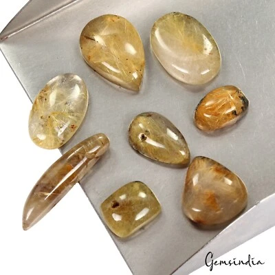 133.50 Ct Natural Untreated Multicolor Rutile Quartz Mix Cabochon Loose Gems Lot - Image 1 of 4