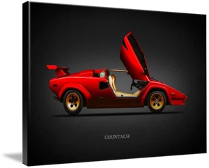 Art sur toile - Lamborghini Countach voiture de sport classique moderne minimale, 3 tailles - Photo 1 sur 20