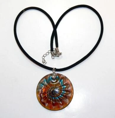 Lampwork Murano Art Glas Anhänger Amulett Topas Türkis/Petrol Goldsand  316c - Bild 1 von 4