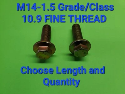 M14-1.5 x (CHOOSE LENGTH & QUANTITY) Class 10.9 Metric Flange Bolts Yellow Grade - Image 1 of 2