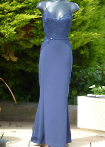 QUIZ Blue Lace Sequin Maxi Dress Size 14 UK Evening Wedding Cruise PROM Party