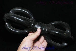Tibet Buddhism Old Jade meteorolite Stone Carved Vajra Phurba Dagger Holder FaQi - Picture 1 of 6