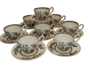 Myott Staffordshire Ware Indian Tree Tea Cup & Saucer Sets 8 Vintage - Picture 1 of 5