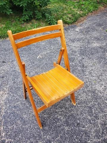Vintage Wooden Slatedt Seat Folding Chair-Outdoor/Indoor Cover