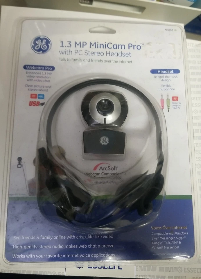 GE 1.3 MP MINICAM PRO con auriculares estéreo PC NUEVOS EN CAJA Foto 1 de 2
