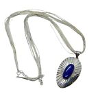 Mexico 925 Ragul  Cano Conch Style Lapis Lazuli Pendant & Liquid Silver Necklace
