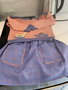 Swedish designer OUEF lovely periwinkle & peach teacup sweater ,skirt& hairclip - Picture 1 of 8
