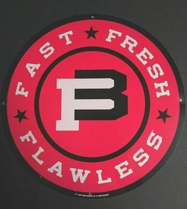 Authentic Jimmy Johns FAST FRESH FLAWLESS Round Metal Tin Food Sign 12"w 2004 - Picture 1 of 4