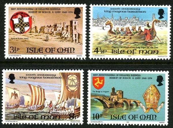 ISLE OF MAN SG 50-53 MNH mint 1974 STAMP SET HISTORICAL EVENTS ANNIVERSARIES - Image 1 of 1