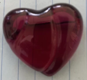 BACCARAT RED CRYSTAL HEART & STERLING SIGNED BROOCH - Picture 1 of 5