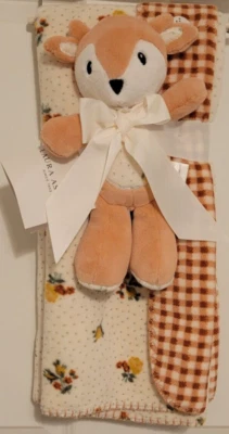 Laura Ashley Baby Blanket Plush Toy Gift Set Giraffe Plaid Floral - Image 1 of 4