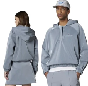 Adidas Blue Version Halfzip Unisex Hoodie, Gray Medium - Futuristic Style - Picture 1 of 4